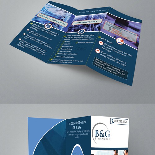 Page layout design with the title 'brochure for B & G FINANCIAL'