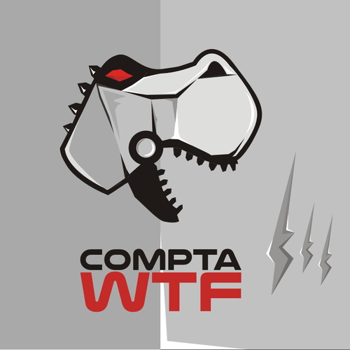 Angry logo with the title 'A dinosaur logo for an IT freelance accounting company! Accounting not boring!'