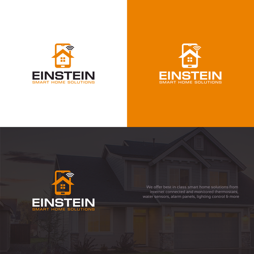 Smart home logo with the title 'A simple logo for smart home solutions 'Einstein''