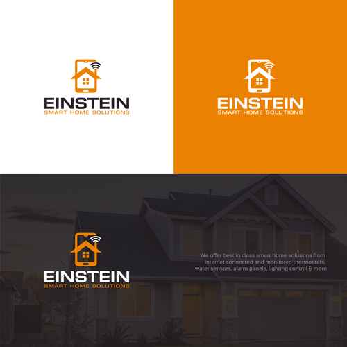Smartphone logo with the title 'A simple logo for smart home solutions 'Einstein''