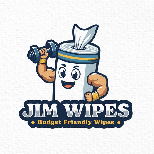 Dumbbell logo with the title 'Jim Wipes'