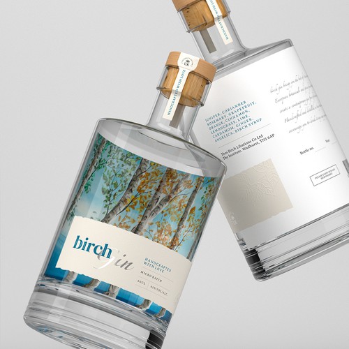Gin label with the title 'birch Gin'
