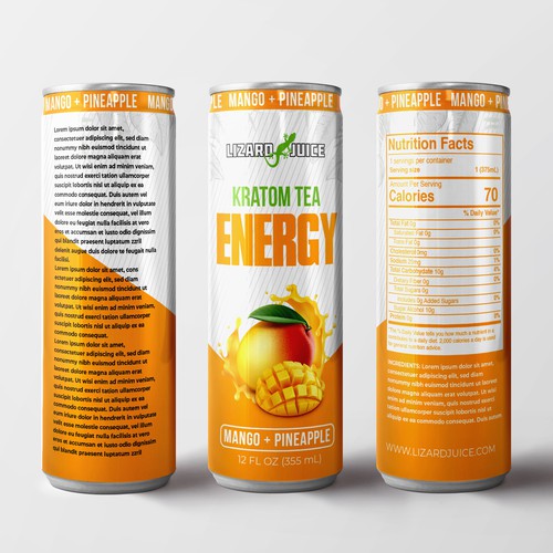 Beverage label with the title 'KRATOM TEA ENERGY'