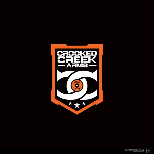 Arms design with the title 'CROOKED CREEK ARMS'