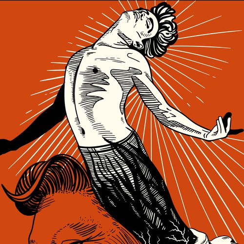 Abstract artwork with the title 'Image of an Enlightened Person Hatching out of a Miserable Person'