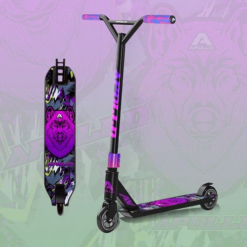 Packaging illustration with the title 'scooter design'