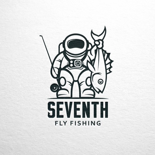 Astronaut design with the title 'Mascot logo for Seventh Fly Fishing'
