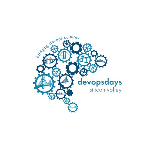 Gear design with the title 'Event Logo for Devopsdays Silicon Valley'