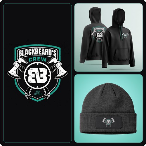 Merchandise logo with the title 'Blackbeard's Crew Jiu Jitsu Brand Identity'