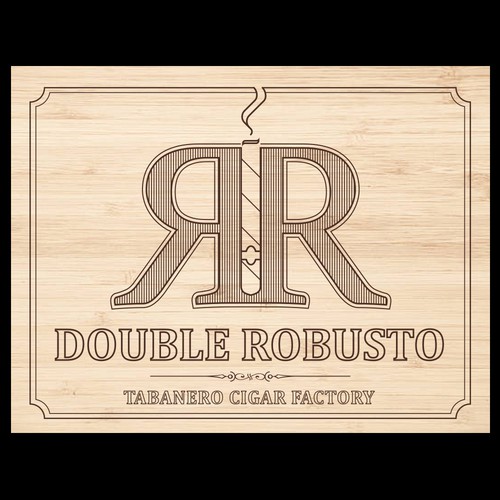 Wood packaging with the title 'Double Robusto Cigars Box'
