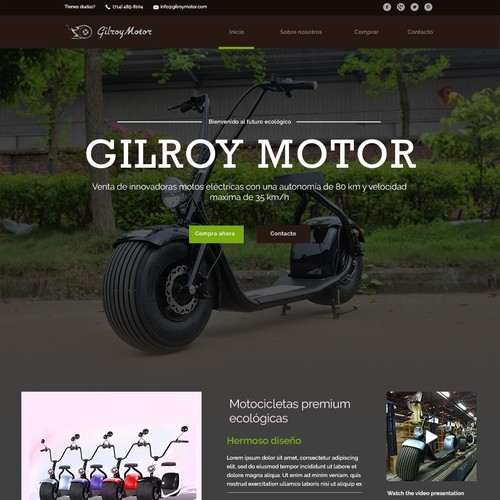 Motorcycle website with the title 'Eco Electric Motorcycle landing page '