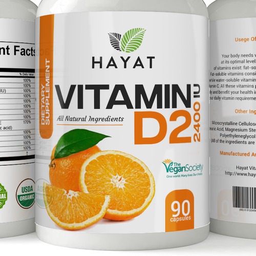 Unique label with the title 'label for hayat vitamin company'