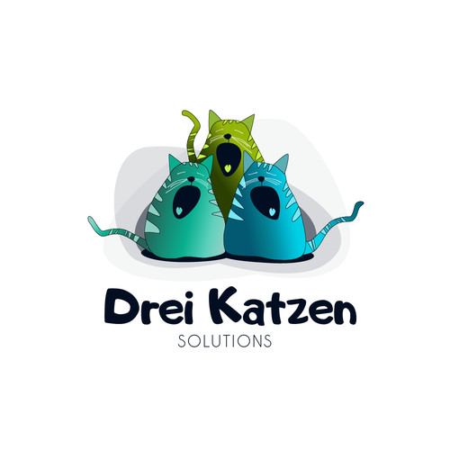 Cat design with the title 'Drei katzen Solutions'