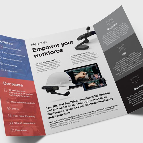 Industrial design with the title 'JBL Gate-fold Brochure'