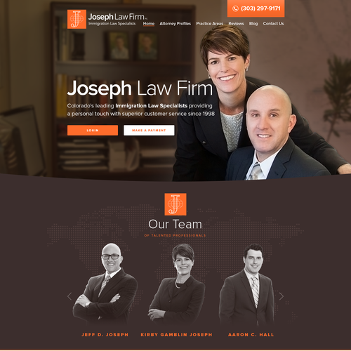 Contrast design with the title 'Web design for Joseph Law Firm'
