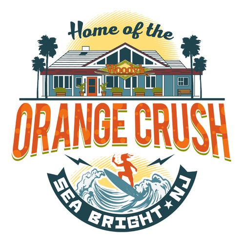 Surf design with the title 'Home of the Orange Crush'