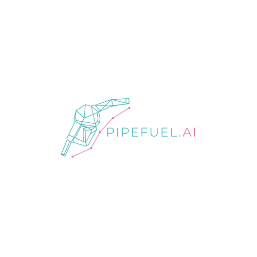 One line design with the title 'Elegant logo concept for pipefuel.ai'