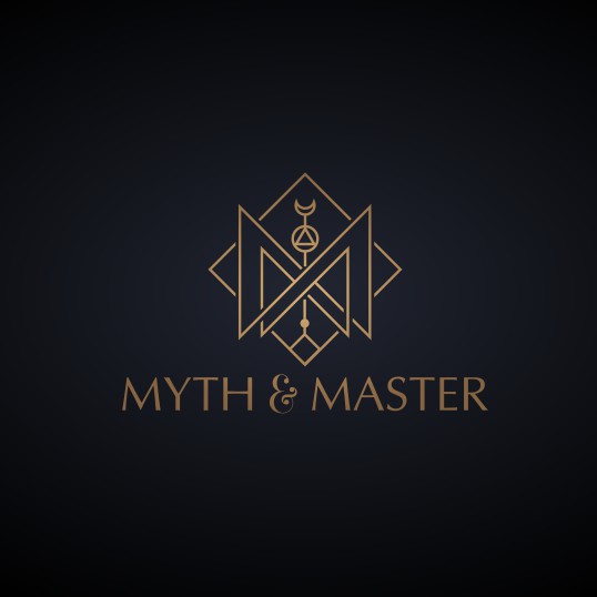 Gold jewelry logo with the title 'Mystical hipster jewelry line logo'