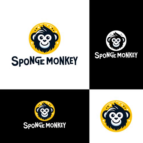 Monkey logo with the title 'Fun and friendly logo for a brand called “Sponge Monkey”'