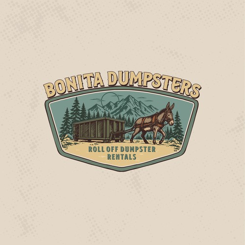 Donkey logo with the title 'Vintage Logo for Bonita Dumpsters'