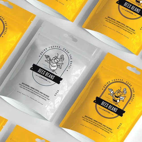 Logo label with the title 'Branding & packaging 'bees beans''
