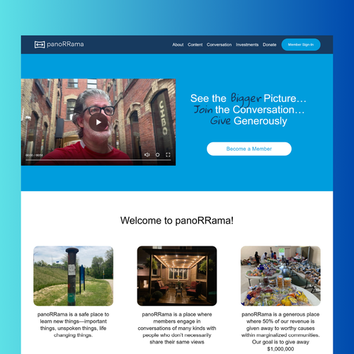 JavaScript design with the title 'Custom Website and Community for panoRRama'
