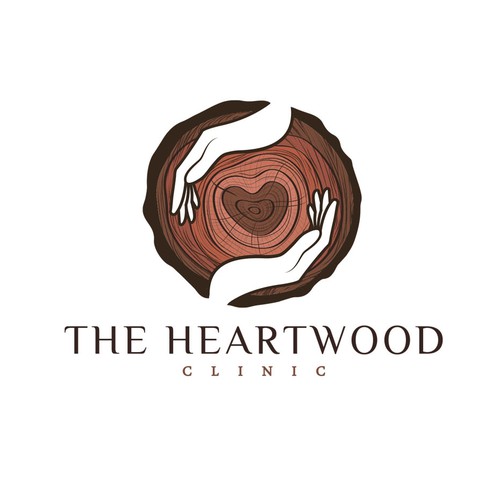 Hand design with the title 'The Heartwood Clinic'