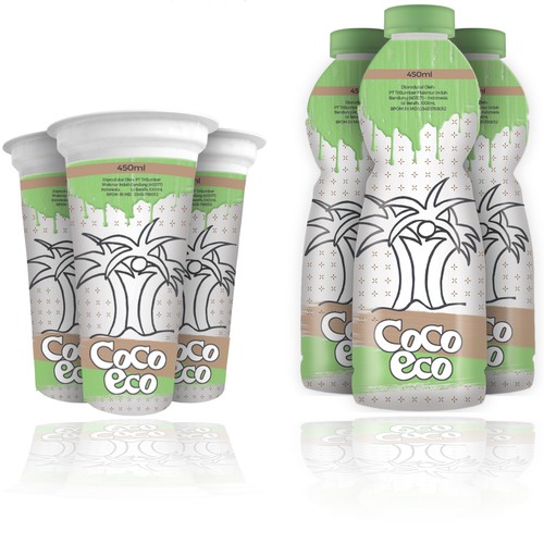 Brown packaging with the title 'Coconut drink packaging'