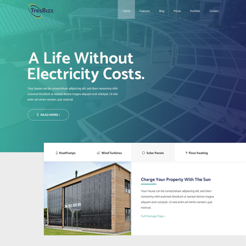 Eye-catching website with the title 'Webdesign For TresBizz'