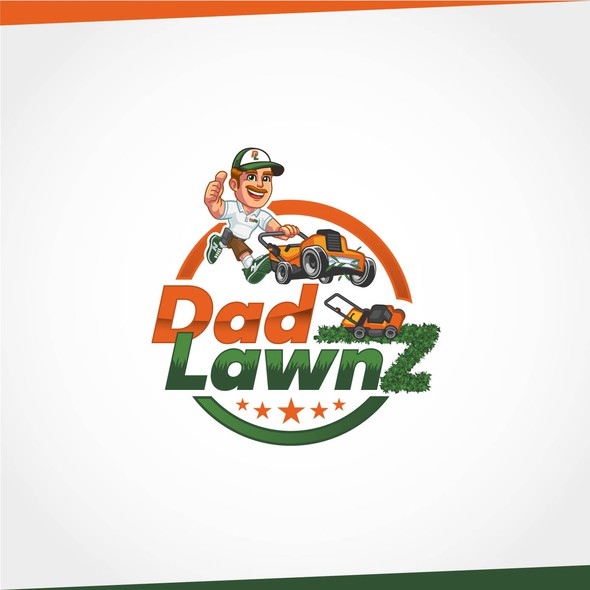 Mascot logo with the title 'Dad LawnZ Logo and Mascot Design'