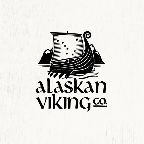 Viking ship logo with the title 'Logo for Alaskan Viking'