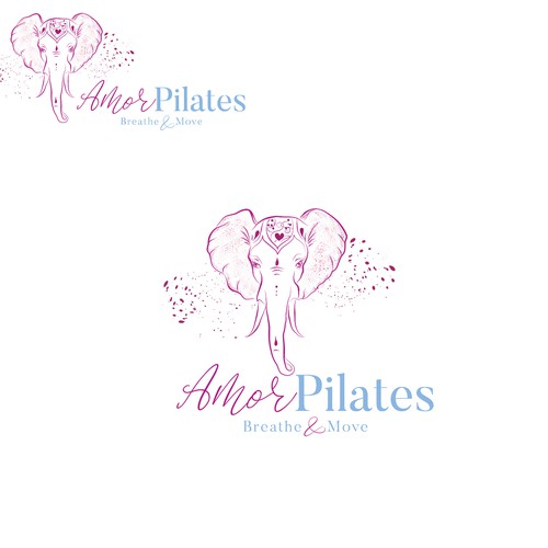Pilates logo with the title 'Artistic logo for Amor Pilates Breathe&Move'