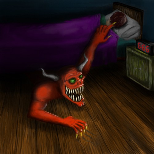 Horror artwork with the title 'Artwork attempt for thrash metal band'