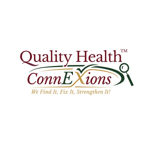 Typographic design with the title 'quality health connexions logo'