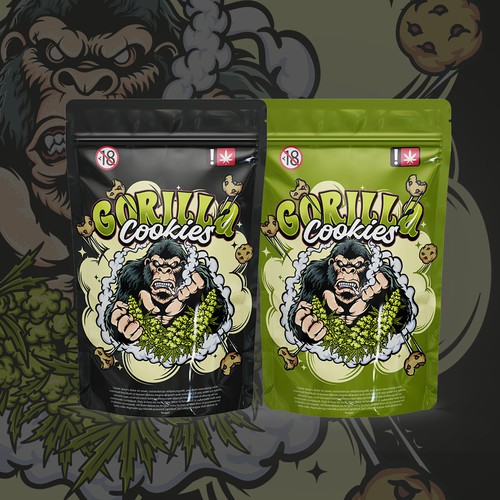 Packaging artwork with the title 'Gorilla Cokies'