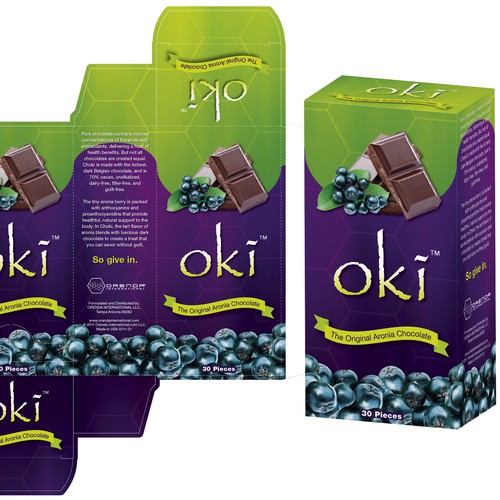 Smoothie packaging with the title 'Antioxidant Juice and Chocolate Packaging'