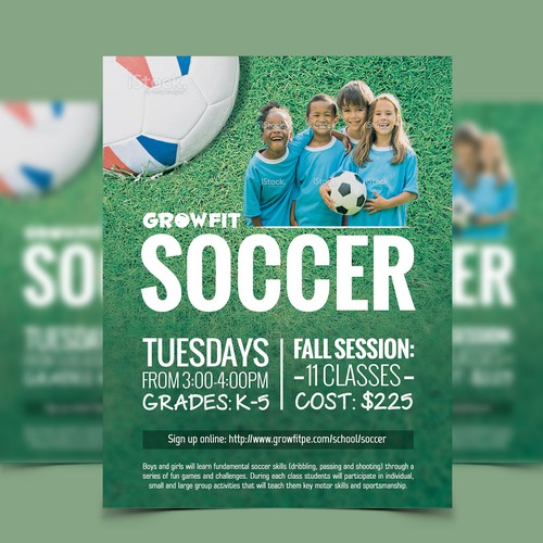 Soccer design with the title 'Growfit Flyer Design'