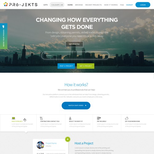 Construction website with the title 'Clean Webpage Design For Construction Platform'