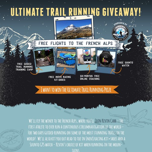 Illustrated design with the title 'Ultimate Trail Running Giveaway'