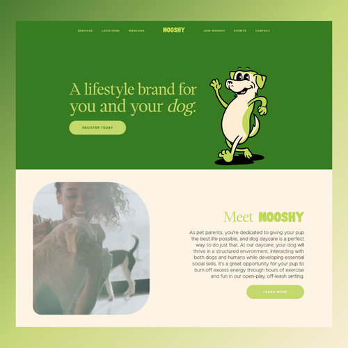 JavaScript design with the title 'Website for Nooshy, dog lifestyle brand'