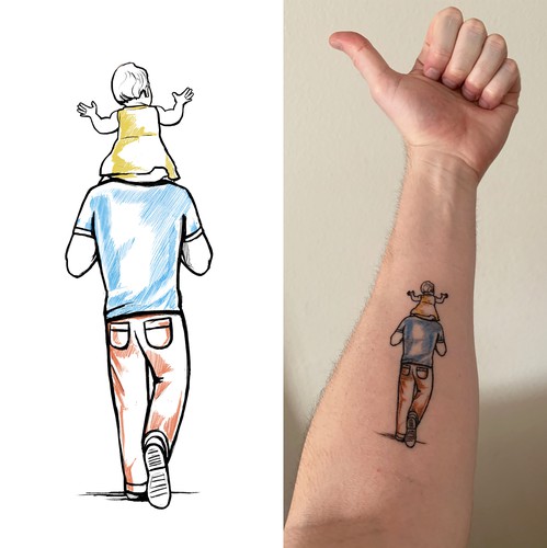 Sketching design with the title 'Dad & Daughter Tattoo'