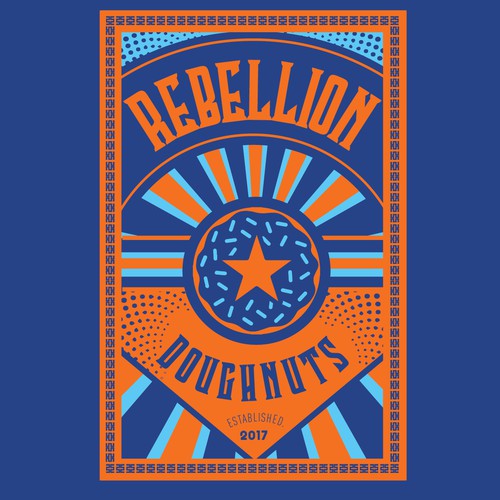 Rebel design with the title 'Rebellion Doughnuts'