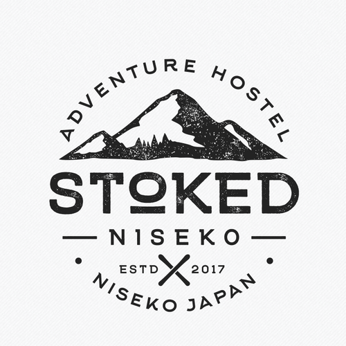 Hostel design with the title 'Stoked Niseko'