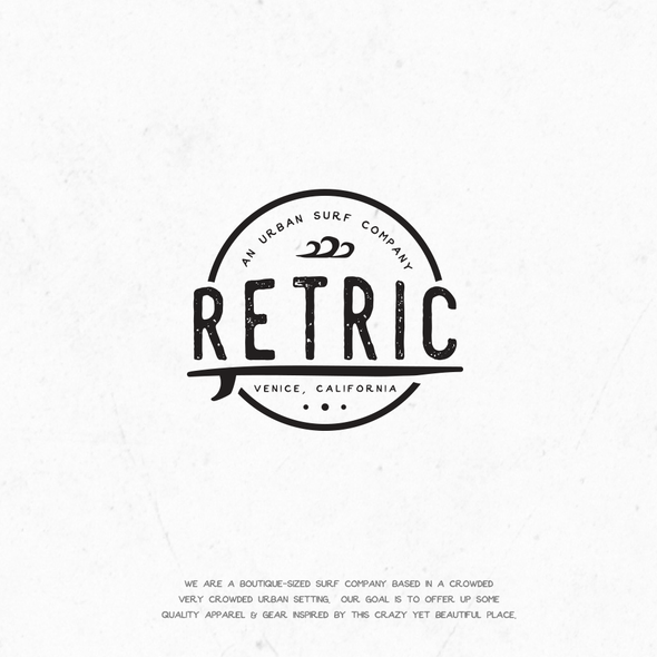 Vintage surf logo with the title ' Logo Design for RETRIC, an urban surf company'