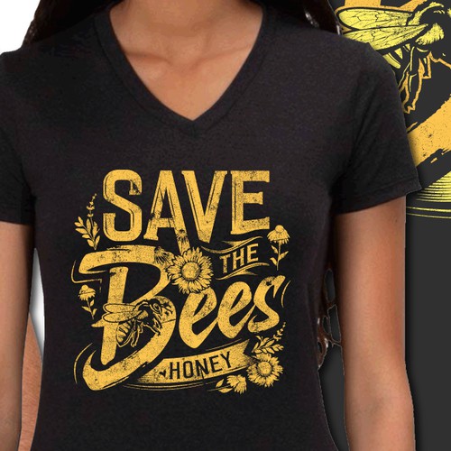 Community t-shirt with the title 'Inspiring t-shirt design for saving the bees'