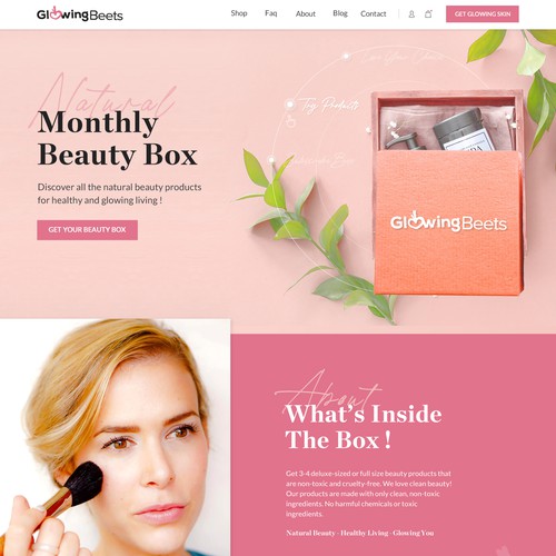 Beauty website with the title 'Modern, minimalist, feminine, inviting website rebranding'