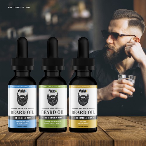 Cosmetics label with the title 'Beard Oil Design'