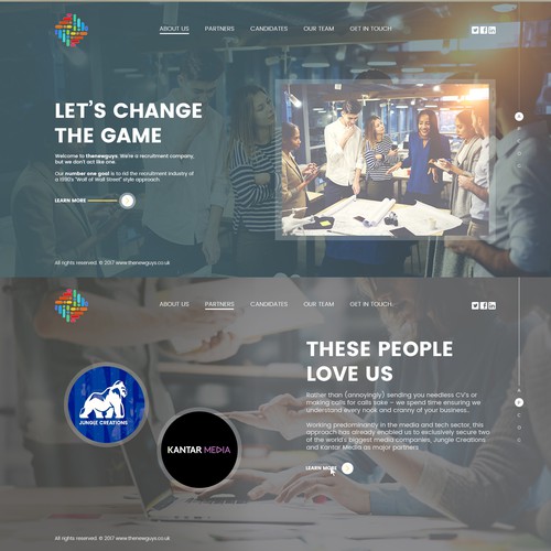 Parallax website with the title 'thenewguys - start up recruitment website'