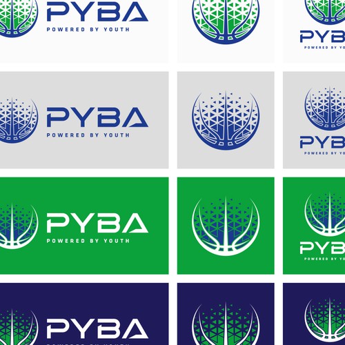 Basketball team logo with the title 'PYBA basketball logo'