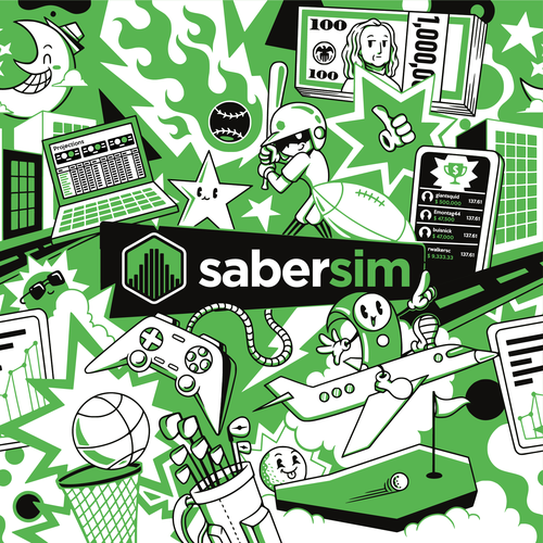 Green artwork with the title 'Signature Brand Pattern for SABERSIM'